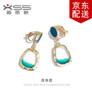 相思樹 韓風(fēng)氣質(zhì)簡約泫雅風(fēng)彩色透明925銀針耳釘小清新耳環(huán) 耳夾（無耳洞）