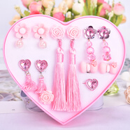 兒童戒指環(huán)戒子可愛(ài)公主卡通小女孩生日禮物禮品玩具女童飾品 流蘇款粉色-愛(ài)心盒+送皮筋