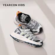 意爾康童鞋男童運動(dòng)鞋夏季兒童鞋軟底旋紐扣跑步鞋女童鞋子灰/銀39