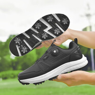 雷弗斯新款高爾夫球鞋情侶款高爾夫球鞋男時(shí)尚輕便透氣GOLF運動(dòng)男鞋新品 旋轉扣爪釘底黑色 36