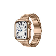 桐汝壁圣鉑適用于iwatch87蘋果s9手表表帶6代保護(hù)殼Ultra54金屬apple wa 玫瑰金表帶+殼送長(zhǎng)度調(diào)節(jié)器 適用iwatch9/8/741mm