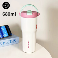 SHOTAY 保溫杯高顏值316L不銹鋼吸管水杯大容量ST-8902 霓虹薔薇680ml（無(wú)盒）