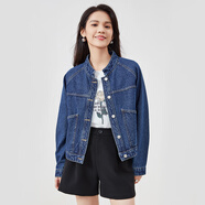 尚都比拉春秋款純棉牛仔外套短款高級(jí)感女裝氣質(zhì)休閑百搭上衣 牛仔深藍(lán) S 