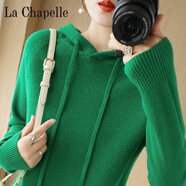 拉夏貝爾（La Chapelle）秋冬連帽套頭長(cháng)袖毛衣女寬松休閑加厚打底針織衫保暖衛衣帽衫 純100自動(dòng)發(fā)熱祖母綠 純100自動(dòng)發(fā)熱M