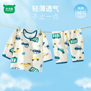 迷你木木屋兒童睡衣春夏男童女童薄家居服套裝寶寶夏天薄款服裝 玩具車 90