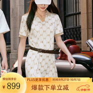 美職棒（MLB）官方 連衣裙女25夏季新款滿(mǎn)印短裙中性風(fēng)休閑連衣裙3FOPM0453 紐約洋基隊/象牙色 S 165/88A
