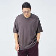 半墨大碼男裝基礎(chǔ)款200g純棉短袖t恤男寬松圓領(lǐng)胖子體恤打底衫夏 深灰色 2XL