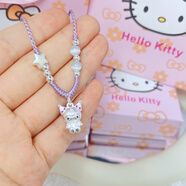 庫洛米項鏈女款足銀999純銀吊墜手工編繩可愛(ài)兒童掛墜送小孩女生 香芋紫繩+半彩庫洛米+星星