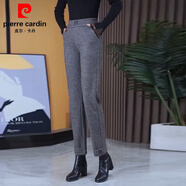 皮爾卡丹2025秋冬季高腰直筒褲女加絨羊毛呢褲子保暖休閑加厚呢子?jì)寢屟?咖色加厚 S/26 推薦80-95斤