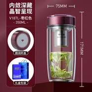 萬(wàn)象（WANXIANG）雙層玻璃杯男女士加厚水杯隔熱家用辦公便攜車(chē)載杯子 V187L-棗紅色-350ml