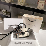 CAEISL & KCIEL官網(wǎng)小&ck2025新款女包女友生日禮物高級感羊羔毛絲巾小包斜挎包 黑色 專柜高檔品質(zhì)