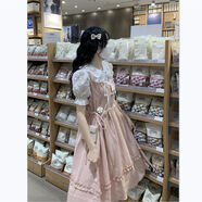 夏季新款泡泡短袖襯衫+系帶超仙森女背帶連衣裙女學(xué)生單件/套裝潮 【套裝】背帶裙+泡泡袖襯衫 S