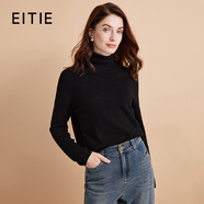 愛特愛（EITIE）簡約通勤打底薄款高領(lǐng)修身羊毛針織衫秋冬新款上衣D2401423 極簡黑20 M 160