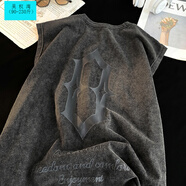 吳權灣5XL可穿230斤歐美街頭風(fēng)水洗做舊男夏季美式坎肩高街重磅背心酷帥 黑色 M 95至115斤可穿