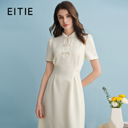 愛特愛（EITIE）新中式對(duì)襟珍珠盤扣收腰顯瘦連衣裙夏季新款高端女裝B2407306 珍珠白11 XL 170