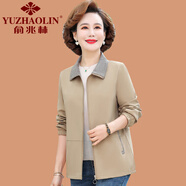 俞兆林（YUZHAOLIN）中年媽媽外套女2025年新款春秋薄款開衫休閑洋氣夾克減齡短款風(fēng)衣 卡其色 XL 參考90-105斤