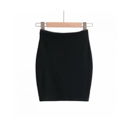 喬駿晟歐美女裝彈力緊身包臀裙短裙性感街拍外穿高腰顯臀打底半身裙 黑色 S