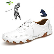 吉興久高爾夫球鞋男鞋高爾夫球鞋輕便男鞋golf透氣防水防側(cè)滑鞋頭層牛皮 白色系帶 標(biāo)準(zhǔn)皮鞋尺碼 38