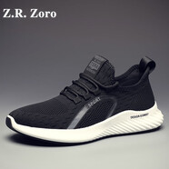 Z.R.Zoro品牌男鞋秋季新款透氣運動鞋男輕便鞋子小白鞋男跑步休閑鞋網(wǎng)鞋男 黑色增高款-高檔男鞋 41 (皮鞋碼現(xiàn)貨)