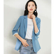 尚都比拉七分袖休閑西服小個子穿搭職業(yè)正裝小西裝外套女高級感 靜謐藍 S