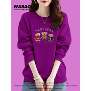 佤寶莉 WABAOLI小紅書推薦純棉圓領(lǐng)印花衛(wèi)衣女2025新款秋冬季女裝 火龍果色春秋款 S