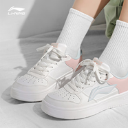 李寧女鞋板鞋春夏新款低幫平底簡(jiǎn)約透氣運動(dòng)軟底小白鞋百搭學(xué)生休閑鞋 云霧白/淺粉色 37 （230mm）