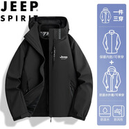 JEEP SPIRIT吉普沖鋒衣男春秋季外套戶外運(yùn)動(dòng)兩件套可拆卸內(nèi)膽上衣 zhongli-6268三合一黑色 5XL （建議190-210斤）