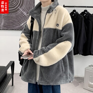 梵洛幽羊羔絨棉服外套男秋冬季新款ins潮牌加絨加厚寬松棉衣保暖棉襖子 910灰色 L碼