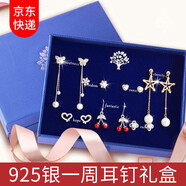 締晶一周耳釘套裝耳環(huán)925銀針耳墜禮盒耳飾2025年新款生日禮物送老婆