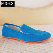 老北京布鞋男軟底平跟男鞋單一腳蹬懶人鞋低幫透氣休閑帆布鞋板鞋 天藍色 46