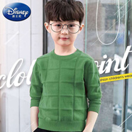 迪士尼（Disney）男童毛衣2025春秋款男童針織衫套頭打底衫長(zhǎng)袖上衣男孩線衫 綠色 不加絨 150