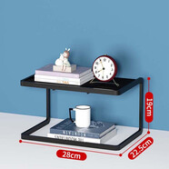 伊思家桌面置物架簡(jiǎn)易書(shū)架鐵藝桌上多層整理收納架子辦公桌書(shū)桌置物架 黑色雙層大號