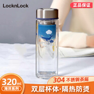 樂(lè )扣樂(lè )扣（LOCK&LOCK）雙層玻璃杯男女加厚大容量水杯便攜家用防燙隔熱辦公茶杯定制 藍色 320ml