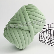 歌勝朗冰島超粗毛線麻花繩床圍手工編織diy抱枕嬰兒床防撞布條灌芯棉線 絲絨面-萌綠 （2/cm粗）