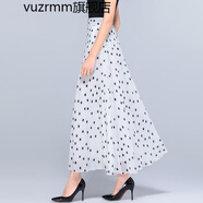 vuzrmm輕奢女裝夏季新品碎花雪紡半身長裙女士高腰A字中年跳舞半身裙子 白底黑點(diǎn) L腰圍2.2-2.3尺長度90厘米