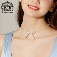 Royal sasa皇家莎莎夏季蝴蝶結項鏈女輕奢小眾設計珍珠流蘇鎖骨鏈女超仙