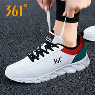 361°男鞋秋季軟底跑步鞋秋季新款皮面防水休閑跑鞋輕質(zhì)旅游運動(dòng)鞋子男 白紅色(皮面防水) 41