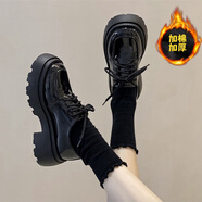鉑吶苓英倫風(fēng)小皮鞋女25新款日系jk制服配裙子厚底增高樂福鞋黑色工作鞋 英倫風(fēng)單鞋【加絨款】 39