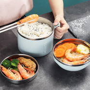 喜得潤（XIDERUN）泡面碗帶蓋大碗套裝拉面碗便攜飯碗餐盒便當(dāng)盒保溫盒方便面碗學(xué)生 304款3件套藍(lán)色【帶餐具3件套