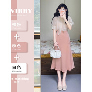 映棠夏裝2023新款女裝韓版顯瘦遮肉鹽系輕熟穿搭套裝女裙子夏天 短袖襯衫+半身裙兩裝 S