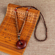 復古棉麻配飾女桃木平安扣吊墜瑪瑙珠中長(cháng)款項鏈夏季菩提子毛衣鏈 平安扣雞翅木珠鏈琺瑯彩 鏈長(cháng)80cm