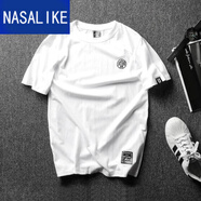 NASALIKE2022歐美街頭嘻哈潮牌短袖T恤男生潮流百搭情侶寬松短袖體恤t 8887白色 S （建議70-80斤）