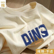 森馬（Semir）奶杏色純棉正肩短袖T恤女2024夏季新款簡(jiǎn)約字母印花半袖體恤上衣 DIN(220克正肩) S