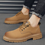 布魯斯麥昆輕奢品牌男鞋美式硬朗風(fēng)低幫工裝馬丁靴青年男士潮流百搭厚底耐磨 ckled6922黃色常規版 38