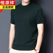 恒源祥市產(chǎn)半高領(lǐng)羊毛針織衫短袖男中青年純色半袖羊毛針織毛衣 花綠8819【ER】 170/L/110(建議120-140斤)