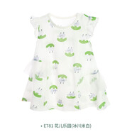 衣拉拉夏款0-4歲女童連衣裙短袖純棉兒童休閑裙子寶寶短裙女孩夏天裙子 花兒樂(lè )園(冰川米白) 100