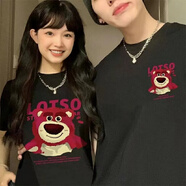 love legend情侶裝短袖T恤春夏季男女同款純棉寬松學(xué)生百搭衣服套裝班服定制 男黑+女黑【草莓熊】 M 男+S 女