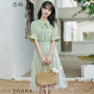 戀的女生裙子夏天學(xué)生連衣裙夏季新款高中生初中生衣服韓版中長(cháng)款法式仙女裙少女中學(xué)生熱天氣質(zhì)學(xué)院風(fēng)長(cháng)裙子 潮流綠色 均碼