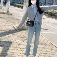 純邇?nèi)肭锎┐钜徽着?024新款小個子韓系氛圍感早秋返校連衣裙套裝 庫子 S（建議穿80-94斤)