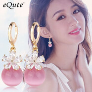 依特貓眼石花朵耳環(huán)女新款高級感耳釘耳圈氣質(zhì)小眾設計感耳扣耳墜禮物 金色粉貓眼